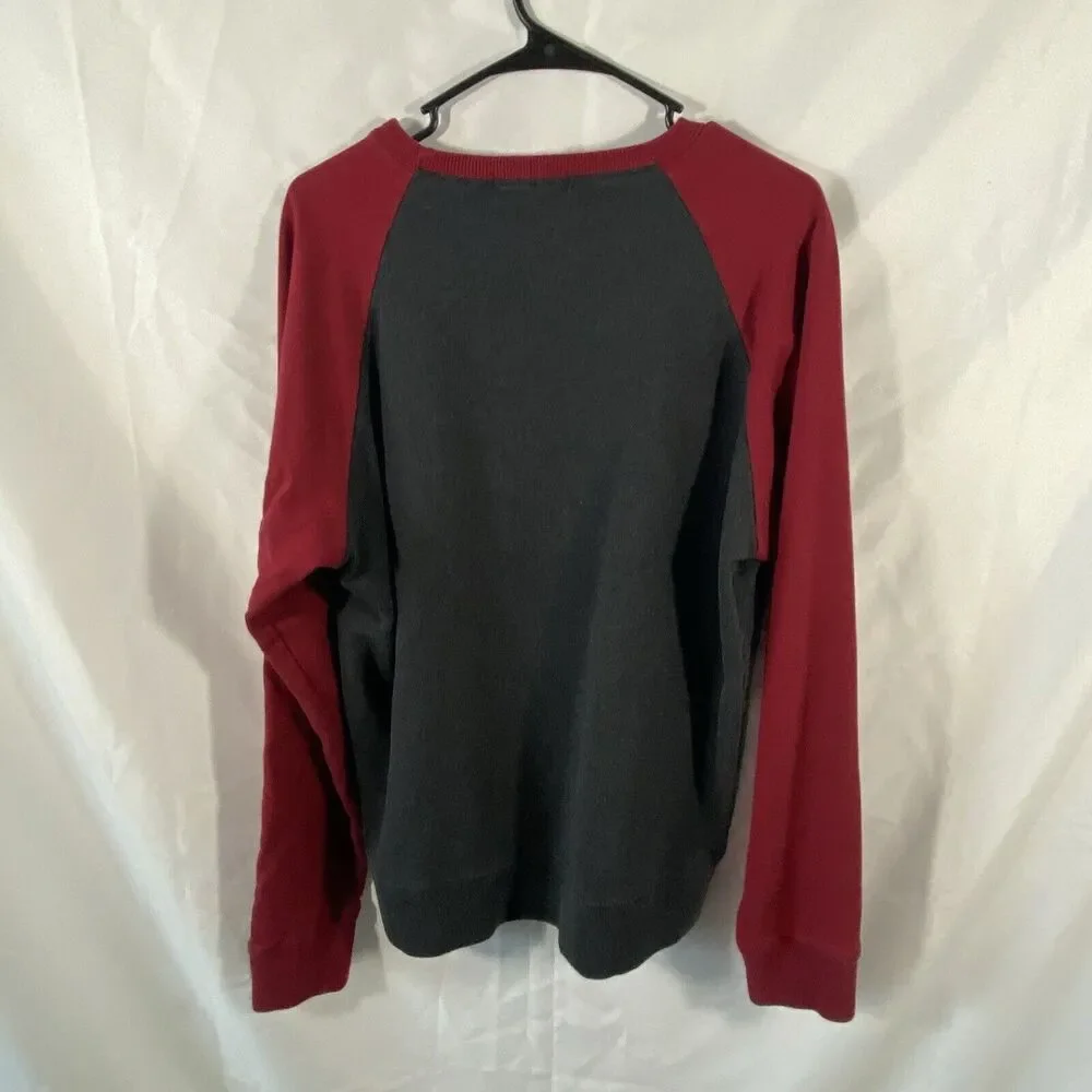 J. Crew Men’s L Sweater Red Gray Cotton Crewneck Pullover Classic Casual Retro